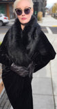 Black Velvet cocoon robe/coat-faux fur trim-old Hollywood-1920s Glamour-Boudoir-Burlesque-Gift-Mothers day