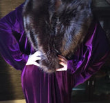 Plum Velvet robe-faux fur collar-Old Hollywood Glamour-cocoon robe-1920s style. Boudoir-Burlesque-Gift-Mothers day