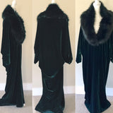 Custom made-Hunter green Velvet cocoon robe-faux fur collar-Old Hollywood-1920s Downton style-Gatsby-Burlesque-Drag-Gift-Mothers day