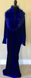 Custom made-Royal Blue-Velvet Cocoon Robe-faux fur collar-Old Hollywood-Gatsby-1920s Downton style-Burlesque-Gift-Bridal-wedding-luxury robe