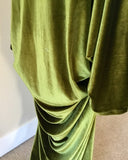 Olive Green Velvet,1920's-Old Hollywood,Downton style robe,velvet cocoon robe coat,custom handmade robe,faux fur collar,gift,Gatsby Party