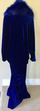 Custom made-Royal Blue-Velvet Cocoon Robe-faux fur collar-Old Hollywood-Gatsby-1920s Downton style-Burlesque-Gift-Bridal-wedding-luxury robe