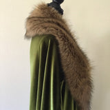 Olive Green Velvet,1920's-Old Hollywood,Downton style robe,velvet cocoon robe coat,custom handmade robe,faux fur collar,gift,Gatsby Party
