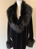 Black Velvet cocoon robe/coat-faux fur trim-old Hollywood-1920s Glamour-Boudoir-Burlesque-Gift-Mothers day