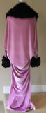 Velvet robe-Old Hollywood style-Full length robe-lavender velvet- faux fur collar. Wedding-burlesque-gift for her