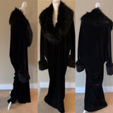 Black Velvet cocoon robe/coat-faux fur trim-old Hollywood-1920s Glamour-Boudoir-Burlesque-Gift-Mothers day