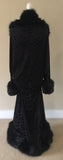 Black Burnout Velvet Art Deco Robe-velvet robe faux fur collar-old Hollywood robe -1920s style-Boudoir robe -Burlesque robe-Gift-Bridal robe