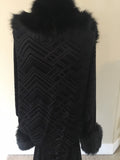 Black Burnout Velvet Art Deco Robe-velvet robe faux fur collar-old Hollywood robe -1920s style-Boudoir robe -Burlesque robe-Gift-Bridal robe
