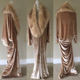 As seen worn by Gottmik on RuPaul-Crushed Velvet cocoon robe-faux fur trim-1920s glamour-custom handmade Robe-Wedding-Gatsby-Downton