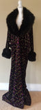 Handmade, black glitter velvet cocoon robe, faux fur collar and cuffs. Old Hollywood style glamour.