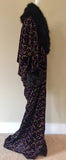 Handmade, black glitter velvet cocoon robe, faux fur collar and cuffs. Old Hollywood style glamour.