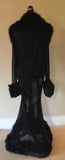 Black sheer cocoon robe-Glamour robe-faux fur trim-Old Hollywood-Handmade in USA-luxury robe-gift-women’s robe-burlesque