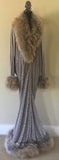 Grey devore velvet cocoon robe-faux fur trim-Old Hollywood-glamour-robe-gift for her-luxury robe-Downton-Gatsby-1920s