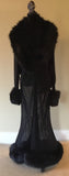Black sheer cocoon robe-Glamour robe-faux fur trim-Old Hollywood-Handmade in USA-luxury robe-gift-women’s robe-burlesque