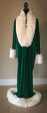 Emerald Green Velvet Christmas Robe-1920’s-Old Hollywood robe-Downton-Gatsby-Christmas gift -full length velvet robe with faux fur trim