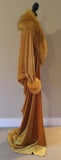 Gold Velvet robe,faux fur trim,old Hollywood,1920s cocoon style,handmade in USA,gold velvet,Burlesque,Gift,Bridal,evening wear