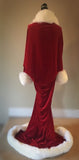 Red Velvet 1920’s-Old Hollywood style-rich red velvet-Full length robe with extended train-faux fur collar, cuffs and hem.