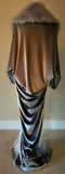 Silver Velvet robe-faux fur collar-Old Hollywood-1920s -glamorous-boudoir-Burlesque-Gift-Mothers day