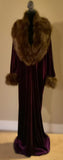 Plum Velvet robe-faux fur collar-old Hollywood-1920s style. Handmade cocoon robe-Boudoir-Burlesque-Gift-Mothers day
