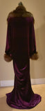 Plum Velvet robe-faux fur collar-old Hollywood-1920s style. Handmade cocoon robe-Boudoir-Burlesque-Gift-Mothers day