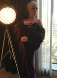 Plum Velvet robe-faux fur collar-Old Hollywood Glamour-cocoon robe-1920s style. Boudoir-Burlesque-Gift-Mothers day
