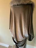 Silver Velvet robe-faux fur collar-Old Hollywood-1920s -glamorous-boudoir-Burlesque-Gift-Mothers day