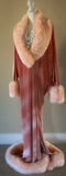 Blush Velvet Robe -1920’s-Old Hollywood style-handmade robe- blush velvet-Full length robe -faux fur collar, cuffs and hem.