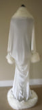 White Velvet robe-faux artic fox fur trim-old Hollywood,1920s style-Handmade luxury robe-Boudoir,Burlesque,Gift,Mothers day