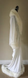 White Velvet robe-faux artic fox fur trim-old Hollywood,1920s style-Handmade luxury robe-Boudoir,Burlesque,Gift,Mothers day