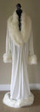 White Velvet robe-faux artic fox fur trim-old Hollywood,1920s style-Handmade luxury robe-Boudoir,Burlesque,Gift,Mothers day