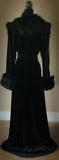 Darkest Black Velvet-Handmade Glamour robe-Old Hollywood glamour-velvet robe-faux fur collar