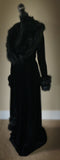 Darkest Black Velvet-Handmade Glamour robe-Old Hollywood glamour-velvet robe-faux fur collar