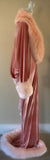 Blush Velvet Robe -1920’s-Old Hollywood style-handmade robe- blush velvet-Full length robe -faux fur collar, cuffs and hem.