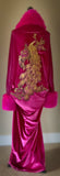 Old Hollywood glamour-Fuschia velvet cocoon robe-Wedding-burlesque-gift for her.