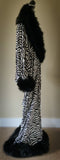 Zebra Print Velvet Robe: Old Hollywood Glamour Faux Fur Trim