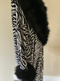 Zebra Print Velvet Robe: Old Hollywood Glamour Faux Fur Trim