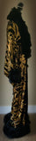 Old Hollywood style -Velvet robe-faux fur collar, 1920s glamour-Beautiful black velvet - gold sequin-velvet-Wedding-Burlesque-Luxury.
