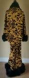 Old Hollywood style -Velvet robe-faux fur collar, 1920s glamour-Beautiful black velvet - gold sequin-velvet-Wedding-Burlesque-Luxury.