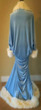 Handmade Baby Blue Velvet Robe: Old Hollywood Glamour Faux Fur Trim