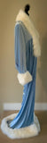 Handmade Baby Blue Velvet Robe: Old Hollywood Glamour Faux Fur Trim