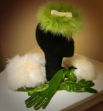 velvet glove and marabou fascinator set