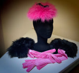 velvet glove and marabou fascinator set