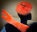velvet glove and marabou fascinator set