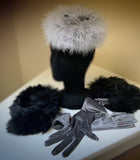 velvet glove and marabou fascinator set