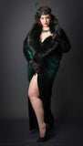 Custom made-Hunter green Velvet cocoon robe-faux fur collar-Old Hollywood-1920s Downton style-Gatsby-Burlesque-Drag-Gift-Mothers day