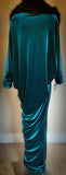 Peacock teal blue-Velvet robe-Handmade-Old Hollywood-1920s glamour-Wedding-Burlesque-Gift