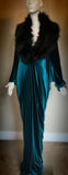 Peacock teal blue-Velvet robe-Handmade-Old Hollywood-1920s glamour-Wedding-Burlesque-Gift