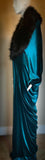 Peacock teal blue-Velvet robe-Handmade-Old Hollywood-1920s glamour-Wedding-Burlesque-Gift