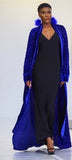 Royal blue Velvet-sequin cocoon robe with dramatic  velvet collar and cuffs,1920s retro style-Old Hollywood Glamour-Wedding-Burlesque