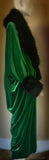 Handmade Emerald Green Velvet robe,faux fur collar, old Hollywood robe,glamour robe,1920s,Luxury,Gift for her,Boudoir,Wedding,Burlesque.